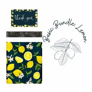 BUNDLE SET 🍋10 Navy Lemons Poly Mailers 10 x 13 inch & 10 thank you cards